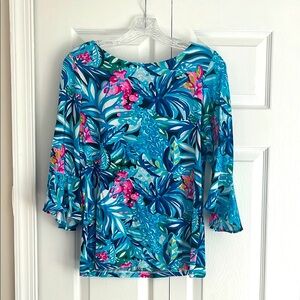 Lilly Pulitzer Floral Blue and Pink Women's Top